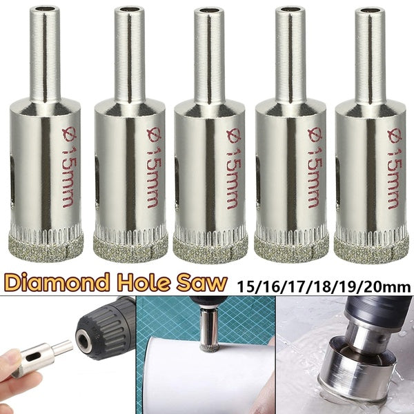 5 pièces 15mm-16mm-17mm-18mm-19mm-20mm diamant grain scie cloche forets pour carrelage-verre