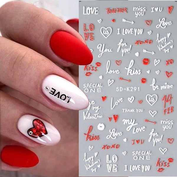 5D Valentine Sticker for Nails Cute Cartoon Lover Sliders for Nail Panda Kawai Bear Gonk Design Decal Manicure Nail Art Decor