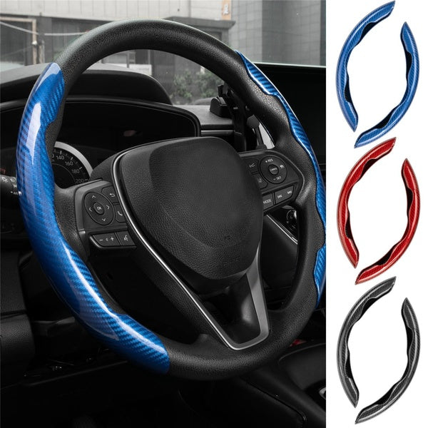 1 Pair Car Steering Wheel Cover Ultra-thin Carbon Fiber Look Non-slip Universal Fit Wheel Protector for Honda Mazda Skoda Opel
