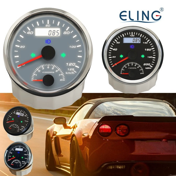 ELING GPS Speedometer with Tachometer 8000RPM 0-125KM-H 0-125MPH 0-200KM-H 0-200MPH for Car Motorcycle ATV UTV 3 3-8" 9-32V with Backlight