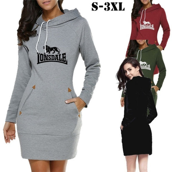 NEW Autumn and Winter Women Fashion Long Hoodie Slim Fit Dress Popular Hoodie Hooded Women Long Sleeve Sweater Dress S-3XL