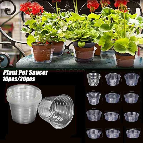 10-20 pcs Garden Plant Saucer Drip Tray Round Pot Base Clear Container Plastic For Indoor Outdoor