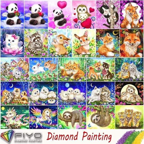 Aniamal DIY 5D Diamond Painting Full Drill with Number Kits Home and Kitchen Fashion Mosaic Diamond Painting Canvas Wall Decoration Gift Crafts for A