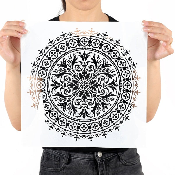 1PC Mandala templates for painting wooden furniture, floor tiles, glass cloth, reusable airbrush template (300 X 300 Mm)