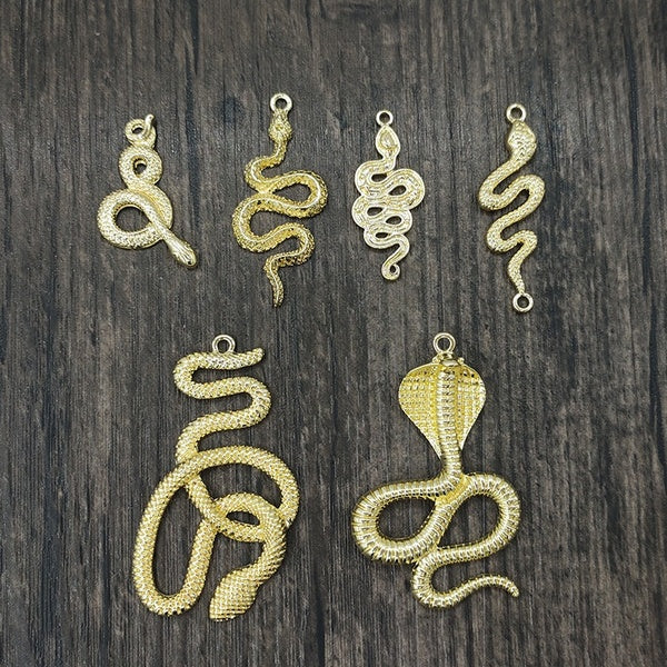 New 5 or 2 Pieces-bag High Quality Zinc Alloy Six Styles Snakes Charms Pendants for DIY Earrings Necklace Jewelry Accessories