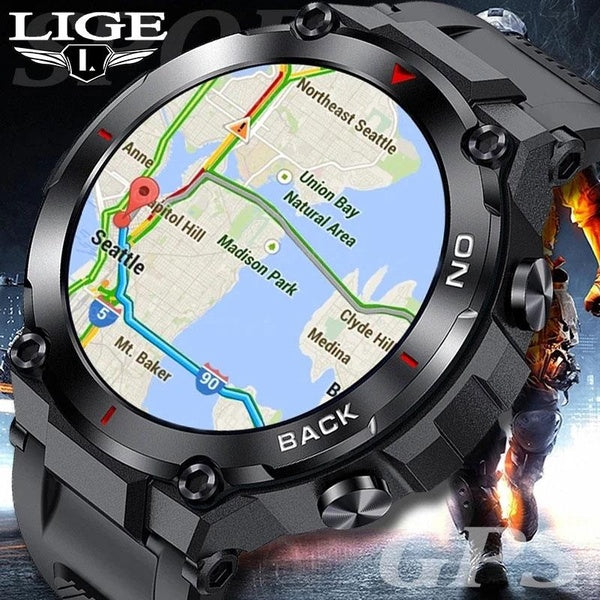 LIGE GPS nouvelle montre intelligente hommes 480 mAh Bracelet sport Fitness extérieur montre IP68 étanche horloge intelligente rappel d'appel Smartwa
