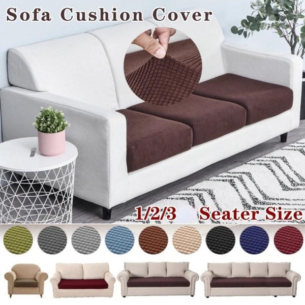 1-2-3 Seats Waterproof Stretch Sofa Cushion Cover Pet Kids Furniture Protector Polar Fleece Spandex Washable Removable Slipcover