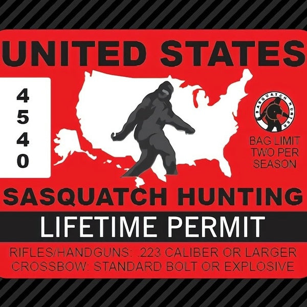United States Sasquatch Hunting Permit Sticker Die Cut Decal Bigfoot
