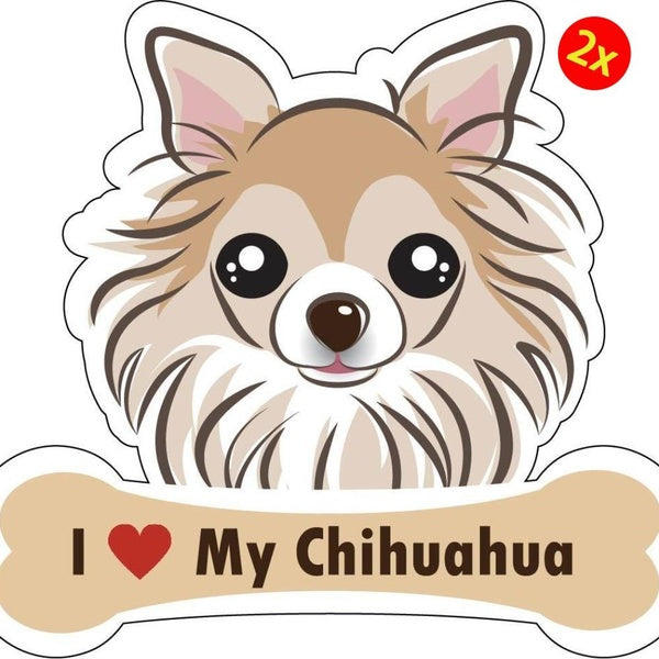 2X Dog Bone Sticker I Love My Chihuahua Car Sign Puppy Decal
