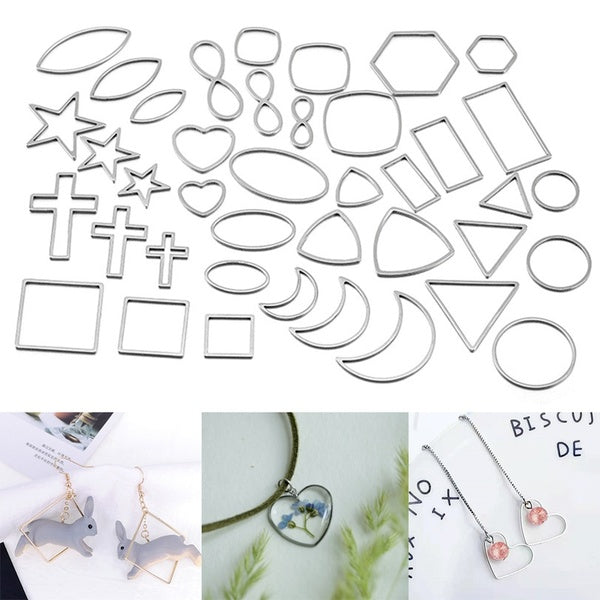 30 pcs Creux En Acier Géométrique Lunette Cadre Charmes Pendentifs Pour DIY Boucle D'oreille Collier Fabrication de Bijoux Résultats Accessoires