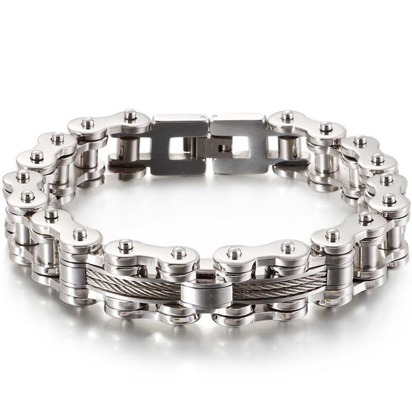 13MM Bicycle Bike Chain Bracelet for Men In Stainless Steel Rock And Roll Men's Jewellery Accessories On Hand Wrist Bracelets Strap Matron Inn