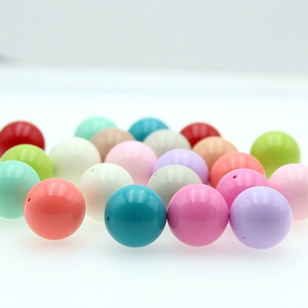 35pcs bulk set of 16mm-18mm MIXED Gumball Beads, Opaque Acrylic Round Beads, Bubble Gum Beads with hole Reflective Beads