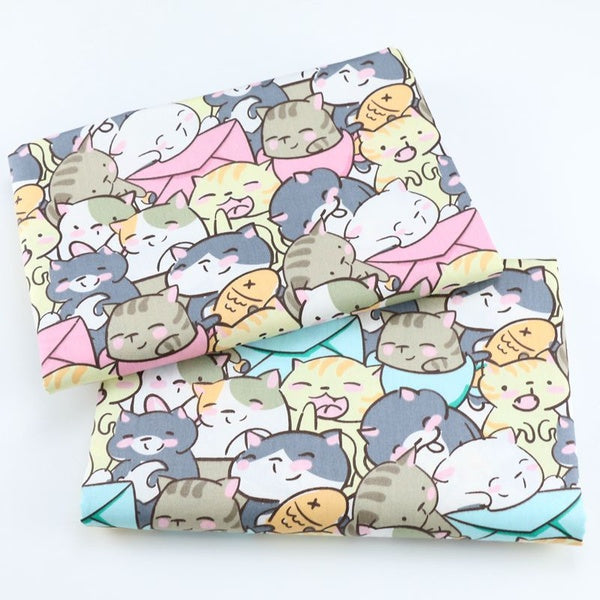 2 Pcs-lot 40X50CM Cartoon Cute Cat Printed Cloth 100% Cotton Twill Fabric DIY Handmade Tecidos Sewing Scrapbooking Tissu Quilting Patchwork Tissue Te