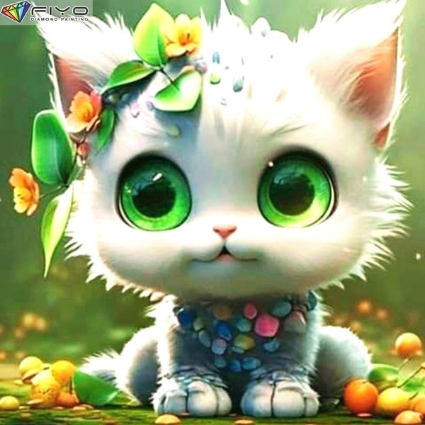 FIYO DIY 5D Cat Diamond Painting Kit for Adults, Full Drill Diamond Painting, Diamond Art Canvas Crafts Cross Stitch Crystal Embroidery Home Wall Dec