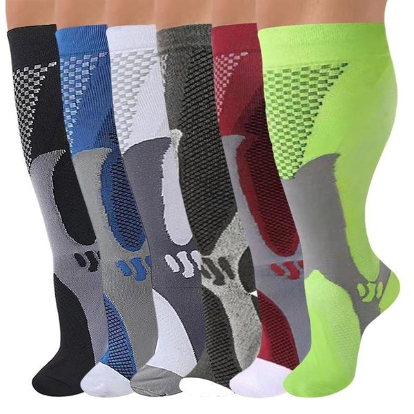 1Pair 20-30 Mmhg Compression Socks For Women & Men Wide Calf Extra Knee High Support Plus Size Compression Socks For Circulation Nurse Running Travel