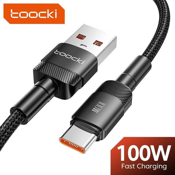 Toocki 100W USB Type-C Câble 6A Câble de charge rapide Cordons de données pour Samsung S21 - S20 Huawei Xiaomi Téléphones mobiles pour tablettes Mate
