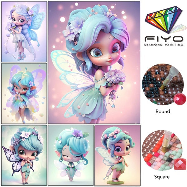 FIYO Fairies DIY 5D Diamond Painting Full Drill with Number Kits Maison et Cuisine Mode Mosaïque Diamant Peinture Toile Décoration Murale Cadeau Arti