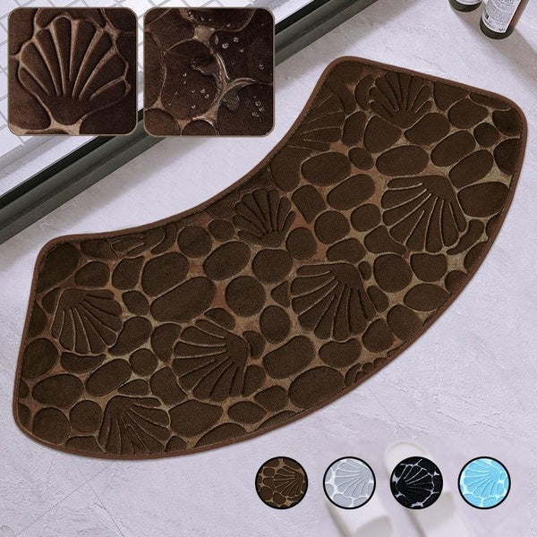 Fast Drying Bath Mats-Bathroom Rug and Contour Rug-Shell U-shaped Bathroom Rugs-Memory Foam Bath Mat For Home,Non Slip Absorbent Velvet Floor Mat