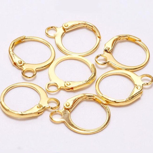 Gold DIY Jewelry Fittings Lever Back Hoops Earring Ear Wire Findings 20PCS European Leverback Earrings Genuine NEW