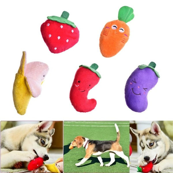 Plush Dog Toys - Small Breed Puppy Chew Toys - Chewing Toys for Dogs - Small Dog Plush Toys Set - Cute Dog Chew Toys - Vegetable Dog Toys - Fruit Squ