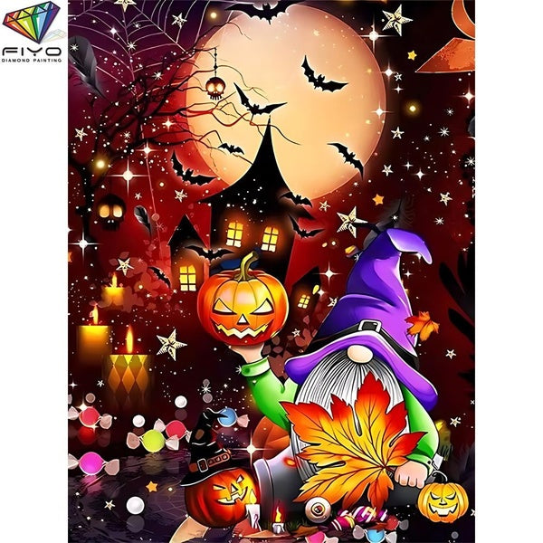 FIYO Halloween Dwarf DIY 5D Diamond Painting Full Drill with Number Kits Home and Kitchen Fashion Mosaic Diamond Painting Canvas Wall Decoration Gift