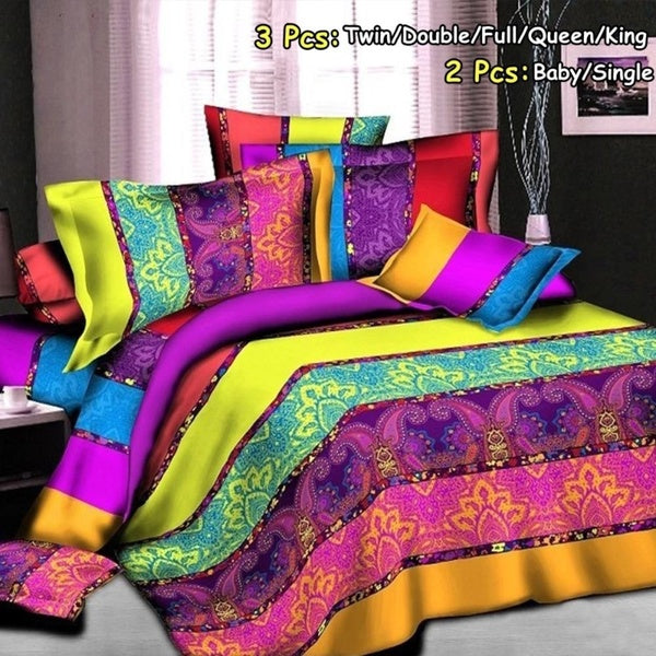 Bohemian Quilt Cover Indian Bed Cover Flower Coverlet Cover Mandala Bedding Set 2-3Pcs Set Boho Duvet Cover Set Baby-Single-Twin-Double-Full-Queen-Ki