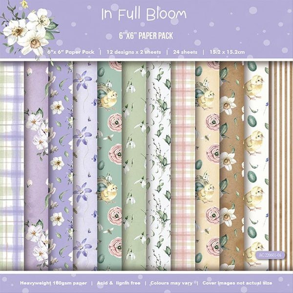 12Pcs-24Pcs Romantic Flower Background Paper - 6x6 Inch Single Sided Pattern Scrapbooking Handbook Background Paper DIY Album Decor Wrapping Paper 12