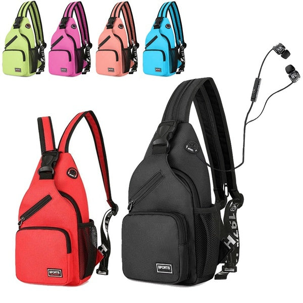 Oxford cloth Sling Bag for Women Sling Backpack Crossbody Shoulder Bag for Men Small Backpack with Headphones Port Sport Hiking Gym Travel Crossbody