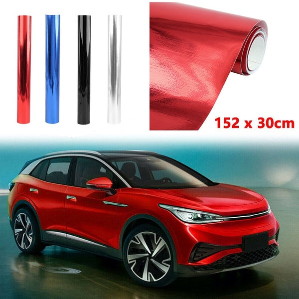 152cm x 30cm Chrome Blue-Red-Silver Vinyl Wrap Film Car Sticker Decal Sheet Bubble Free Sticker Decoration