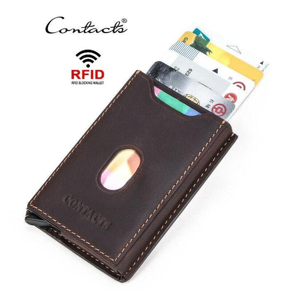 Porte-cartes de crédit en métal pour hommes avec porte-cartes à blocage RFID automatique