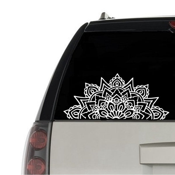 Mandala Car Decal Half Mandalas Sacred Geometry Laptop Vinyl Sticker Boho Hippie Bohemian Spiritual For Apple MacBook Decor.