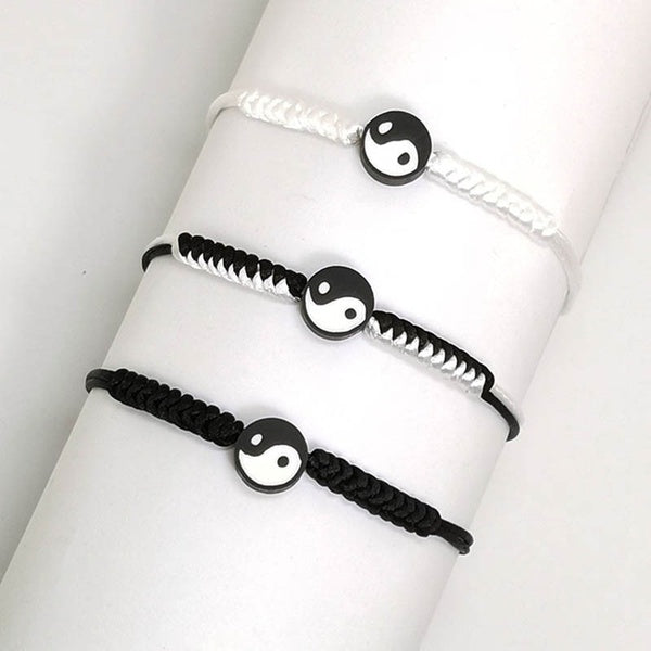 Fashion Tai Chi Yin Yang Bagua Bracelet Homme Female Handmade Braided Black Braslet Adjustable Poly Clay Braclet Gift For Lovers
