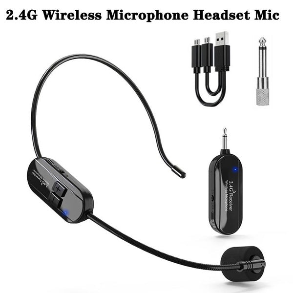 Microphone sans fil 2.4G casque Rechargeable micro pour amplificateur de voix haut-parleur karaoké ordinateur enseignement réunion Yoga chant
