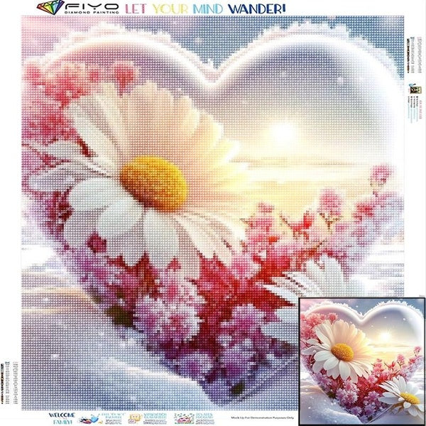 FIYO Love Flower DIY 5D Diamond Painting Full Drill with Number Kits Home and Kitchen Fashion Mosaic Diamond Painting Canvas Wall Decoration Gift Cra