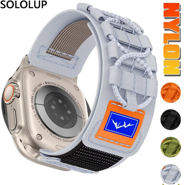 SOLOLUP Nylon Band for Smart Watch Ultra 2-Ultra 49mm 10 46mm 9 8 7 45mm 41mm for Smartwatch Series SE 6 3 5 4 2 1 44mm 40mm 42mm 38mm, Sport Men Wat