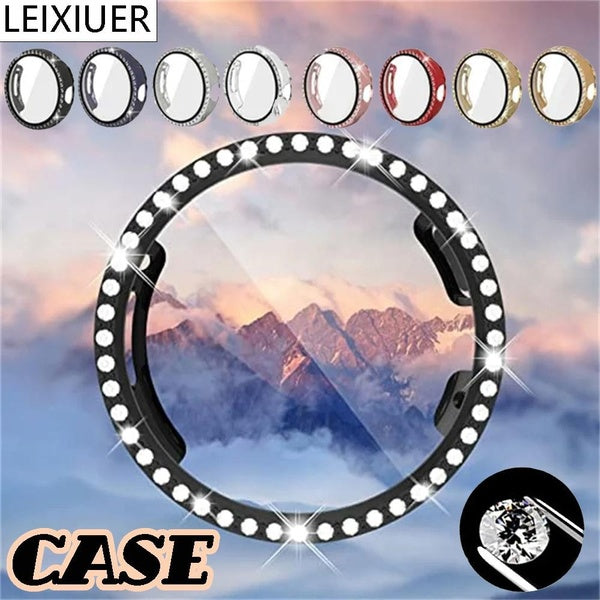 LEIXIUER Diamond Case with Temepred Glass for Google Pixel Watch PC Bumper Screen Protector Women Full Bling Cover for Google Pixel Watch Accessories