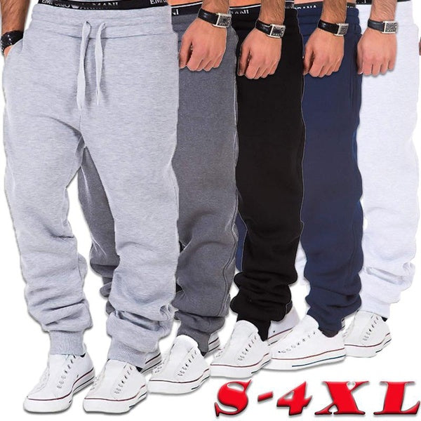 Large Size Solid Men Sports Joggers Jogging Fitness Pants Spring Autumn Winter Mens Casual Loose Pants Drawstring Pocket Trousers Outdoor Sweatpants