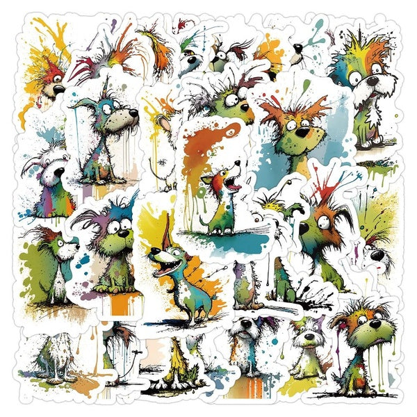10-53pcs Fun and colorful Art Dog Stickers graffiti Stickers for DIY Luggage Laptop Skateboard Motorcycle Bicycle Stickers