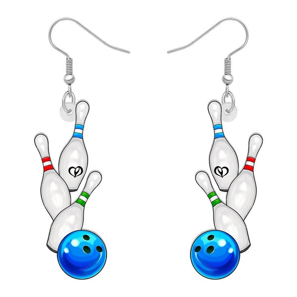 Acrylic Cartoon Bowling Earrings Drop Dangle Funny Ball Sports Games Jewelry Party Accessories For Women Girls Kids Charm Gifts