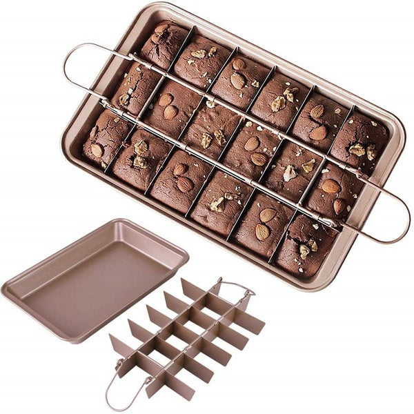 Professional Bakeware 18 Cavity Baking Tools Easy Cleaning Square Lattice Chocolate Cake Mold Brownie Baking Pan Non-Stick