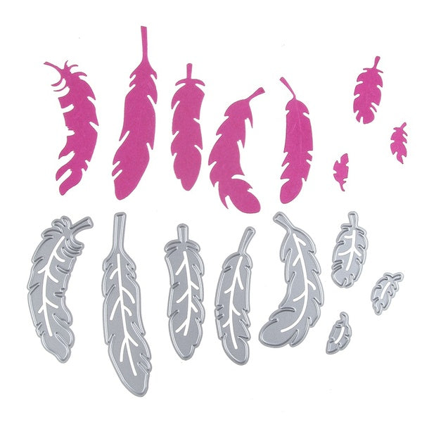 8Pcs-Set Feather Dies Scrapbooking Leaves Metal Cutting Dies Cut Die Mold Frame Decora Paper Craft