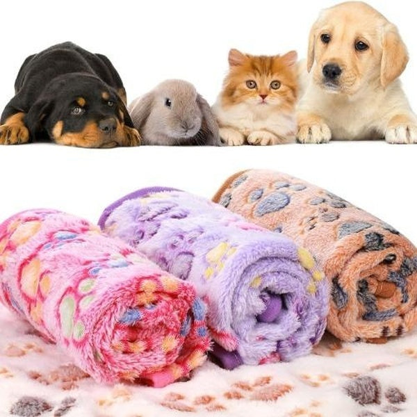Pets Dogs Cats Blankets Super Soft Fluffy Premium Fleece Pet Blanket Pad Mat Flannel Throw for Dog Puppy Cat Paw Brown-Pink-White-Purple-Coffee For S