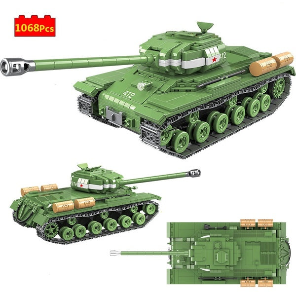 Série militaire Seconde Guerre mondiale Force blindée soviétique IS-2M armement de char lourd modèle de bricolage blocs de construction briques jouet