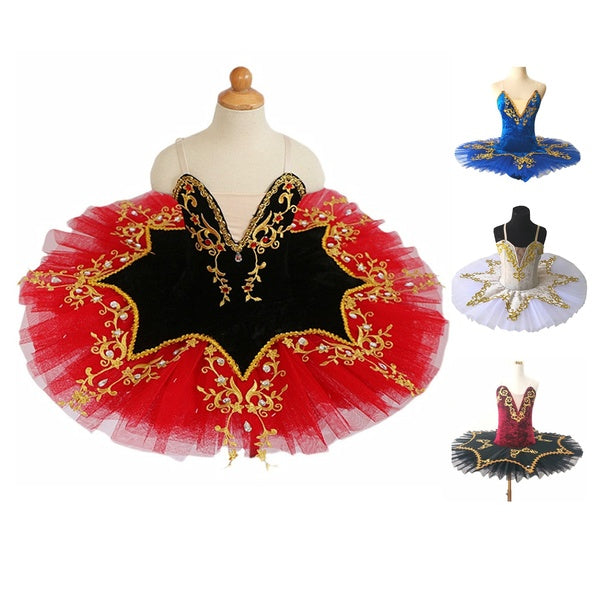 New Professional Ballet Skirts Tutu Black And Red Women Skirt Belly Dance Costumes Gold Embroidery Dress