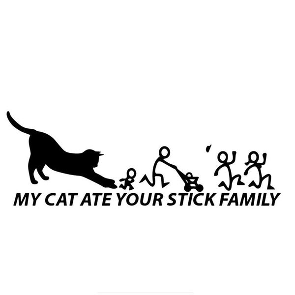 2PCS Three Ratels My Cat Ate Your Stick Figure Family Vinyl Decal Sticker