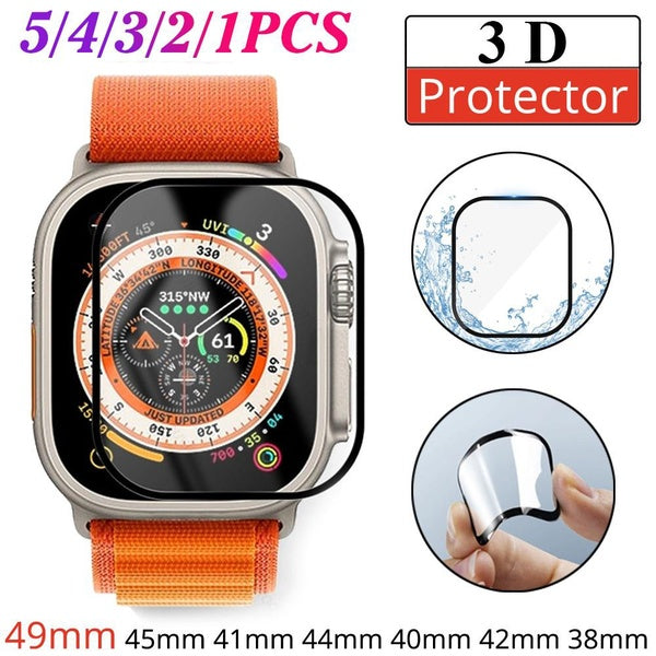Screen Protector Film for Apple Watch Ultra 2-Ultra 49mm Series 9 8 7 6 SE 5 4 3 2 1 for Iwatch 41mm 45mm 44mm 40mm 42mm 38m Soft - Tempered Glass Pr