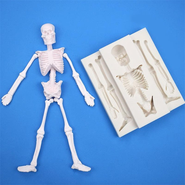 KUXSE Skeleton Halloween Skeleton Body Silicone Molds Fondant Cake Decorating Tools Candy Clay Chocolate Gumpaste Mold Sugarcraft Kitchen Baking Tool