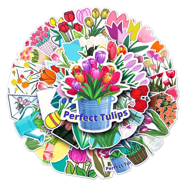 10-50pcs Tulip stickers tulip flowers graffiti Stickers for DIY Luggage Laptop Skateboard Motorcycle Bicycle Sticker