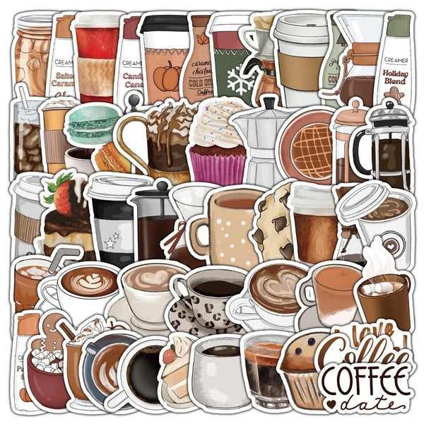 10-50pcs Retro style coffee stickers I love coffee Graffiti Stickers for DIY Luggage Laptop Skateboard Motorcycle Bicycle Stickers