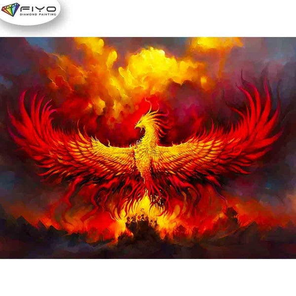 FIYO Flame Phoenix Diamond Painting Kits For Adults DIY 5D Diamond Mosaic Diamond Painting Home and Kitchen Fashion Canvas Pictures Wall Decoration G